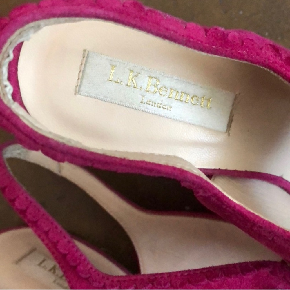 L.K. Bennett pink suede sling backs Size 38 ππ - Picture 3 of 5